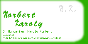 norbert karoly business card