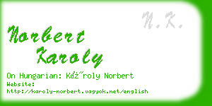 norbert karoly business card